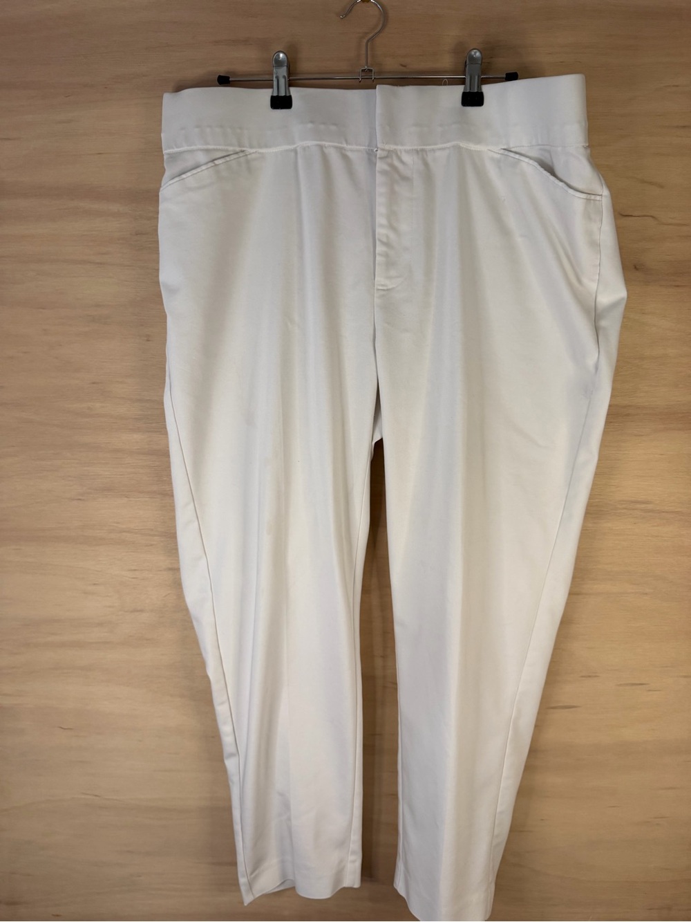 Catherines Cream Stretch Pull-On Chinos
